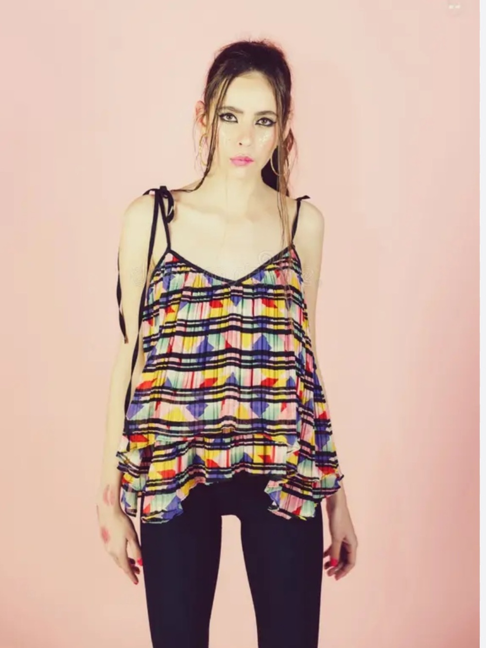 Patterson J. Kincaid PJK Colorful Pleated Ono layered Tank XS NEW